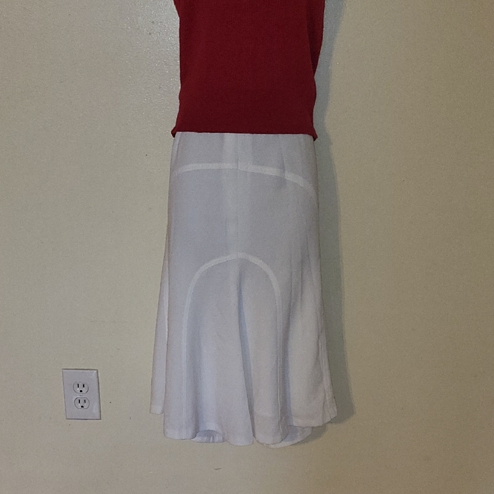 Elegant White Women's Below The Knee Skirt. Back Zipper
